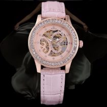Women Rhinestone Crystal Skeleton Wristwatch