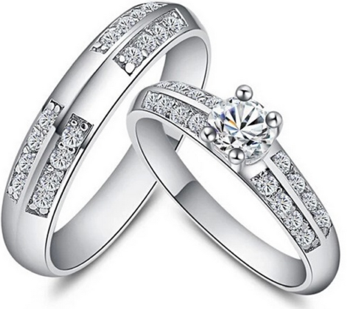 Couple Wedding Rings for Men and Women 925 Silver Ring Crystal