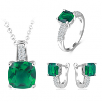 Green Stone Silver Jewelry Set