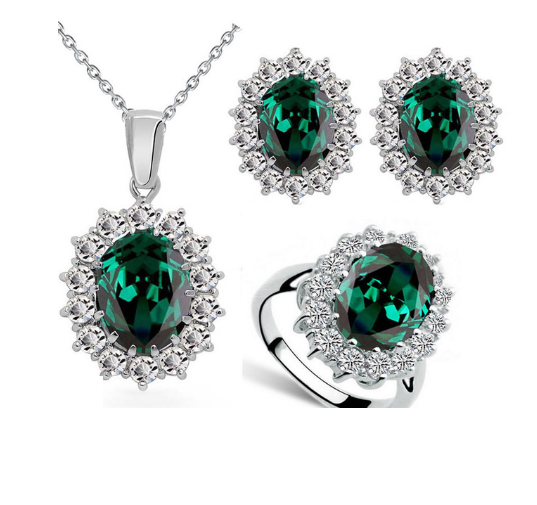 Sterling Silver Flower Necklace, Earrings & Ring Set