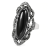 Women Black Stone Antique Silver Ring