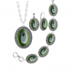 Antique Silver Plated Oval Crystal Jewelry Set