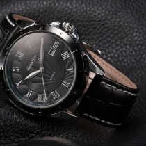Agent X Luxury Black Dial Black Leather Watch