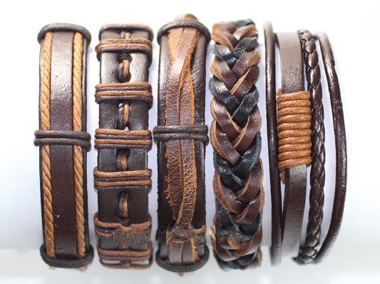 dark brown handmade tribal ethnic genuine braided leather bracelet