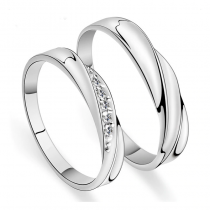 Silver Plated Heart Lovers Couple Rings